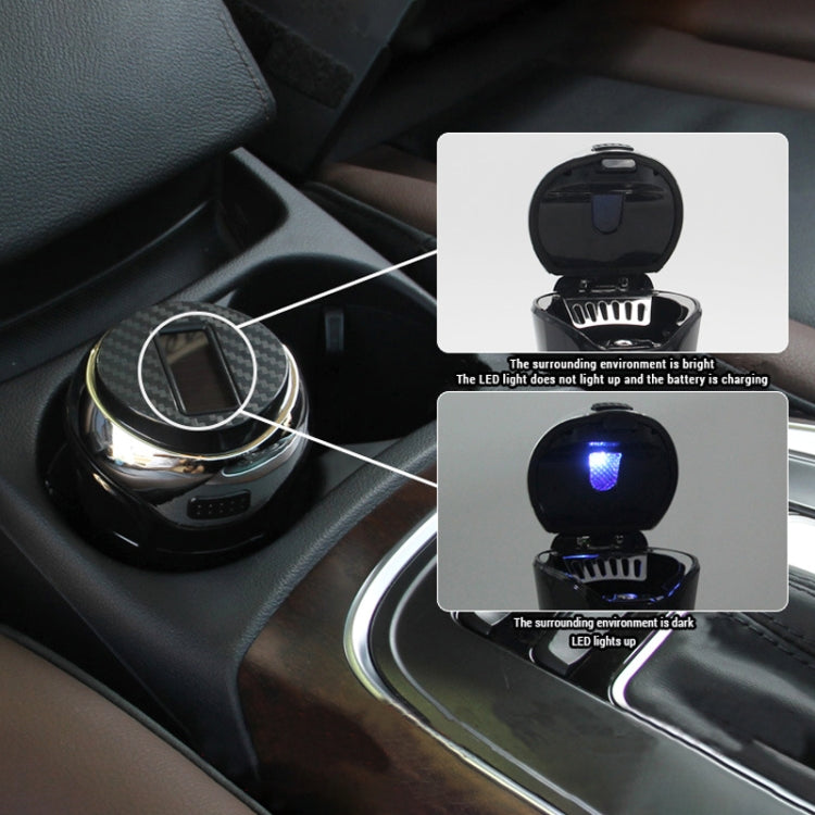 N12B Car Creative Ashtray Solar Power With Light And Cover Car Supplies (Gold)
