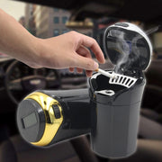 N12B Car Creative Ashtray Solar Power With Light And Cover Car Supplies (Gold)