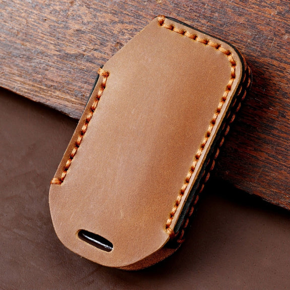 For Kia Sorento Hallmo Car Cowhide Leather Key Protective Cover Key Case(Brown)