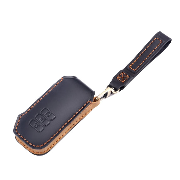 For Kia 3-button Hallmo Car Cowhide Leather Key Protective Cover Key Case(Black)