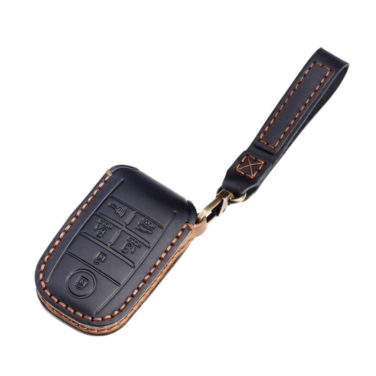 For Kia C134 6-button Hallmo Car Cowhide Leather Key Protective Cover Key Case(Brown)
