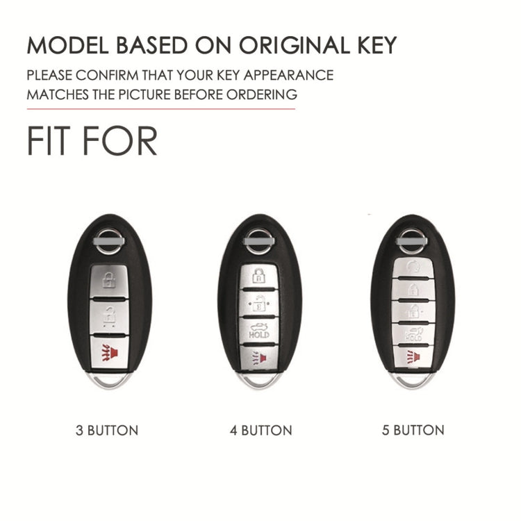 For Nissan 4-button Horn Hallmo Car Cowhide Leather Key Protective Cover Key Case(Blue)