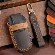 For Nissan Teana / Ariya 4-button Start Hallmo Car Cowhide Leather Key Protective Cover Key Case(Black)
