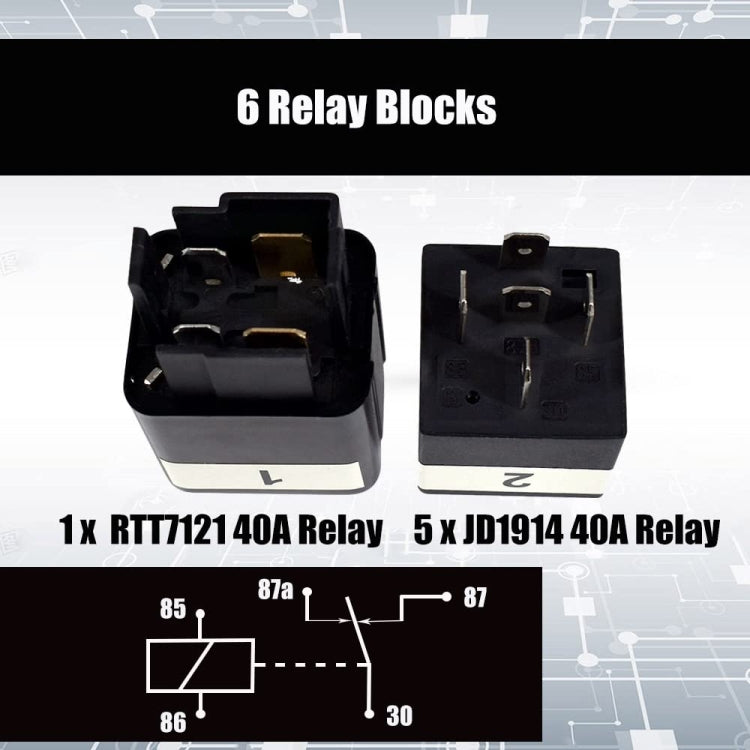 24V 5 Pin Car 6 Slots Water-resistant Relay Fuse Box with Cable