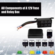 24V 5 Pin Car 6 Slots Water-resistant Relay Fuse Box with Cable