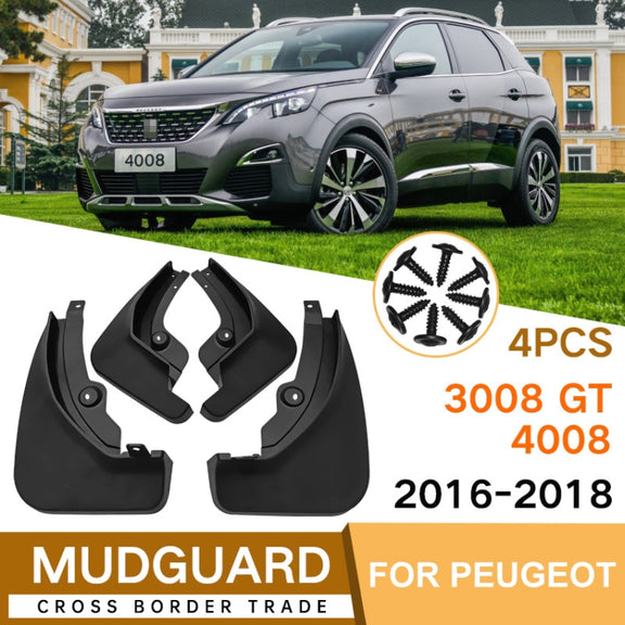 For Peugeot 4008 / 3008GT 2016-2021 4pcs/Set Car Auto Soft Plastic Splash Flaps Fender Guard