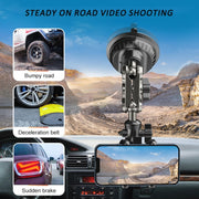 Car Universal Overhead Camera Suction Cup Phone Holder, Short Style with Bluetooth Remote Control