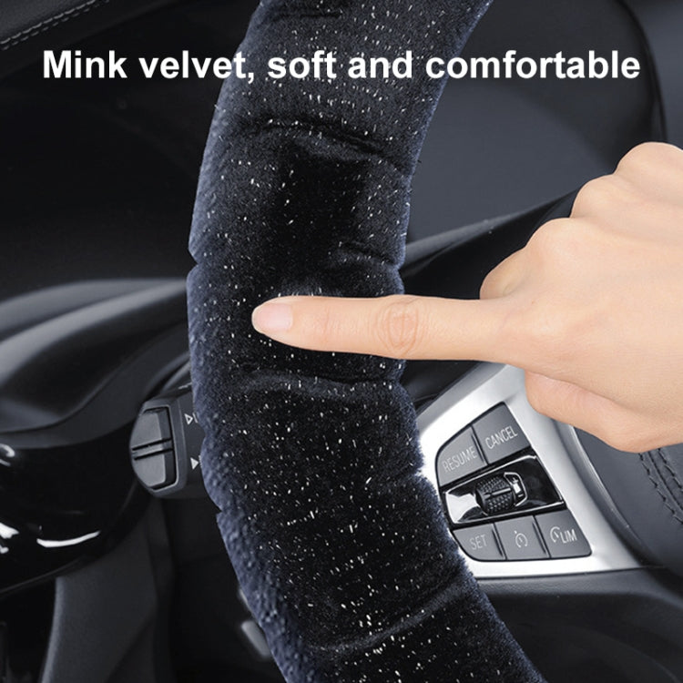 Round Style Car Universal Self Heating Plush Warm Anti-skid Steering Wheel Cover, Diameter: 38cm (Black)