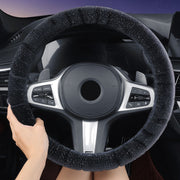 Round Style Car Universal Self Heating Plush Warm Anti-skid Steering Wheel Cover, Diameter: 38cm (Beige)