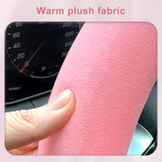 Round Style Car Universal Cartoon Pattern Plush Warm Anti-skid Steering Wheel Cover, Diameter: 38cm (Pink)