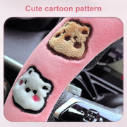 Round Style Car Universal Cartoon Pattern Plush Warm Anti-skid Steering Wheel Cover, Diameter: 38cm (Green)