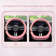 Round Style Car Universal Cartoon Pattern Plush Warm Anti-skid Steering Wheel Cover, Diameter: 38cm (Green)
