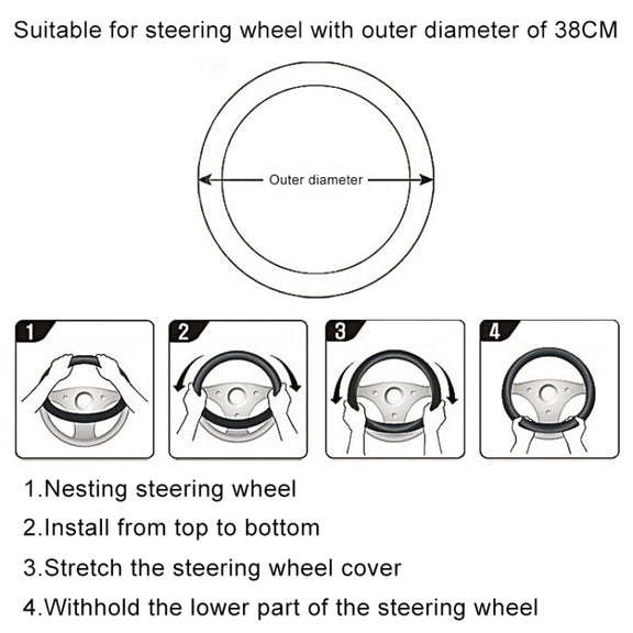 Round Style Car Universal Cartoon Pattern Plush Warm Anti-skid Steering Wheel Cover, Diameter: 38cm (Grey)