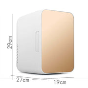 8L 37-48W Tempered Glass Panel Car / Home Mini Refrigerator, EU Plug (Gold)