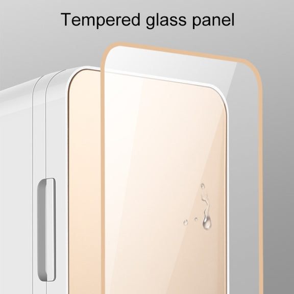 8L 37-48W Tempered Glass Panel Car / Home Mini Refrigerator, EU Plug (Gold)