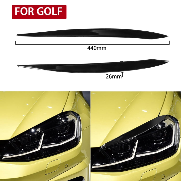 Pair Car Lamp Eyebrow Soft Decorative Sticker for Volkswagen Golf 7 / 7.5 2013-2018 (Black)