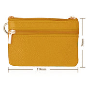 Cowhide Leather Zipper Solid Color Horizontal Card Holder Wallet RFID Blocking Coin Purse Card Bag Protect Case, Size: 11.4*7.4cm(Yellow)