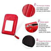 Genuine Cowhide Leather Solid Color Zipper Vertical Card Holder Wallet RFID Blocking Card Bag Protect Case with 12 Card Slots, Size: 11.5*7.5cm(Magenta)