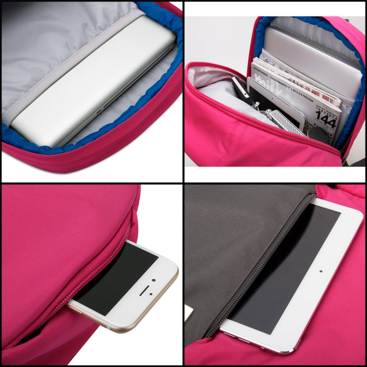 POFOKO XY Series 13.3 inch Fashion Color Matching Multi-functional Backpack Computer Bag, Size: S (Rose Red)