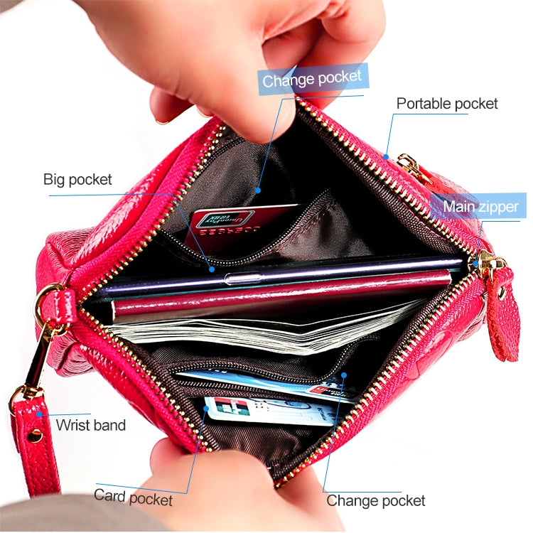 2026 Multifunctional Litchi Texture Women Large Capacity Hand Wallet Shell bag with Card Slots(Rose Red)