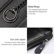 9106 Large-capacity Zipper Leather Keys Holder Bag Multi-function Wallet(Blue)