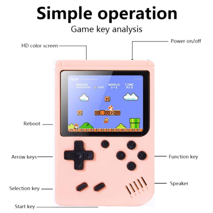 MK500 Macaron Mini Retro Classic Handheld Game Console for Kids Built-in 500 Games, Support AV Output(Grey)