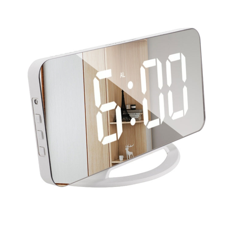 TS-8201-W Multifunctional LED Makeup Mirror Desk Clock Automatic Photosensitive Electronic Alarm (White)