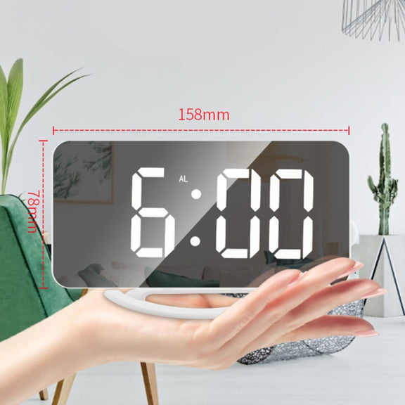 TS-8201-W Multifunctional LED Makeup Mirror Desk Clock Automatic Photosensitive Electronic Alarm (White)