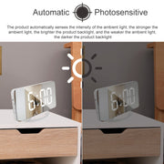 TS-8201-W Multifunctional LED Makeup Mirror Desk Clock Automatic Photosensitive Electronic Alarm (White)