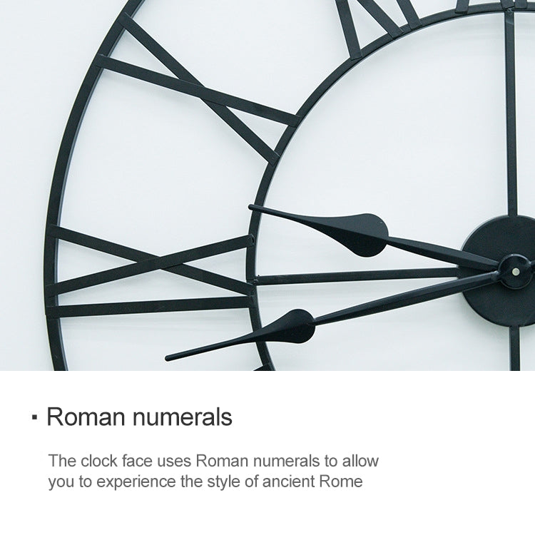 60cm Retro Living Room Iron Round Roman Numeral Mute Decorative Wall Clock (White)