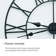 60cm Retro Living Room Iron Round Roman Numeral Mute Decorative Wall Clock (Bronze)