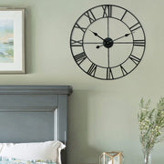 60cm Retro Living Room Iron Round Roman Numeral Mute Decorative Wall Clock (Bronze)