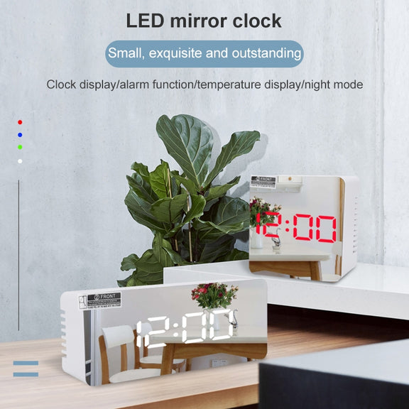 TS-S69-G Multifunctional LED Alarm Clock Battery / Plug-in Charging Dual-purpose Make-up Mirror Clock(Green)