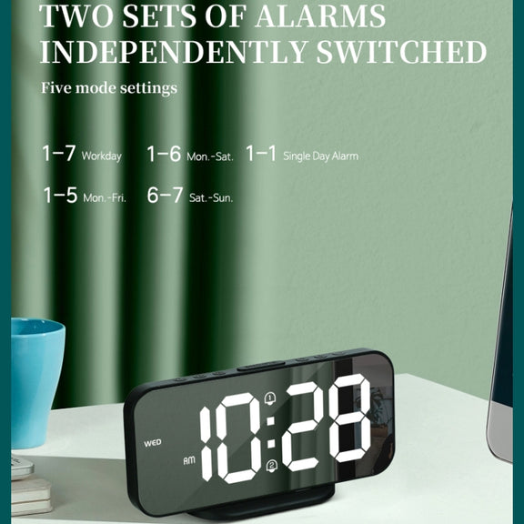 8821 LED Mirror Dual-purpose Snooze Alarm Clock (White)