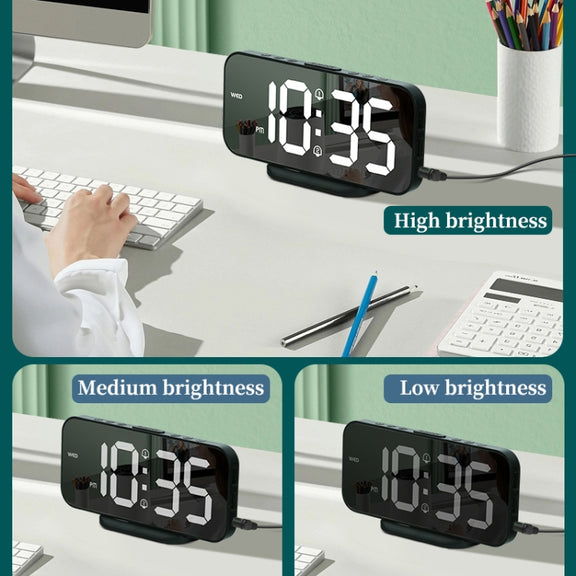 8821 LED Mirror Dual-purpose Snooze Alarm Clock (White)