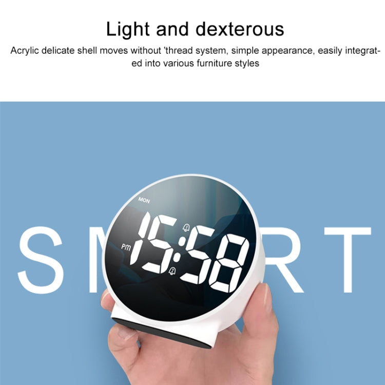 8816 LED Mirror Round Dual-purpose Alarm Clock (Black)