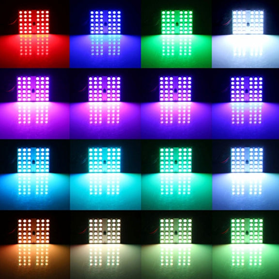 2 PCS Colorful 41MM T10 + Bicuspid Port Remote Control Car Dome Lamp LED Reading Light with 24 LED Lights