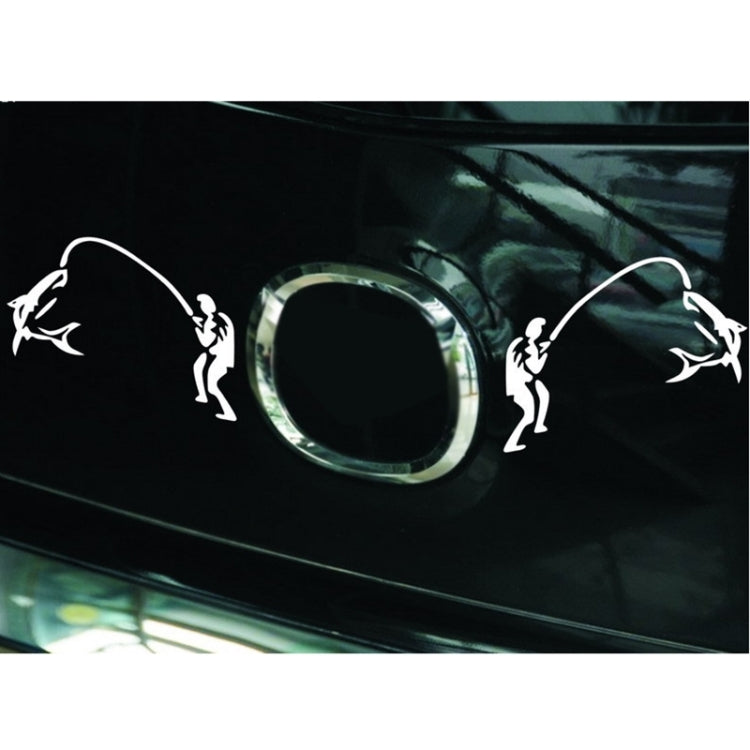 10 PCS Dual Funny Go Fishing Styling Reflective Car Sticker, Size: 25cm x 9.5cm(Silver)