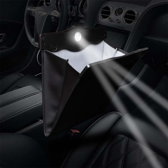 Car Multifunctional LED Design Hanging Folding Garbage Bin Storage Box (Black)