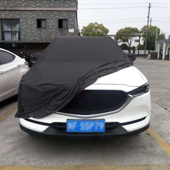 Anti-Dust Anti-UV Heat-insulating Elastic Force Cotton Car Cover for Hatchback Car, Size: 3.9m~4.19m(Black)