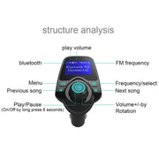 T11 Bluetooth FM Transmitter Car MP3 Player with LED Display, Support Double USB Charge & Handsfree & TF Card & U Disk Music Play Function