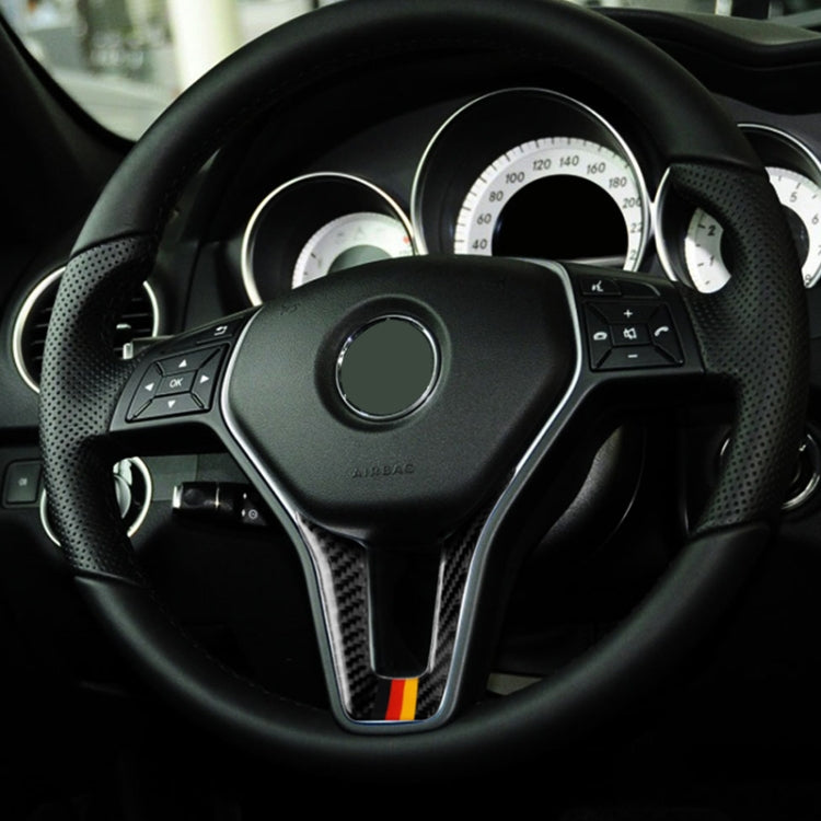 Car German Flag Carbon Fiber Steering Wheel Decorative Sticker for Mercedes-Benz