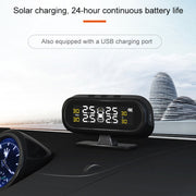 Universal Car Wireless Solar Energy TPMS Tire Pressure Alarm System External Tire Monitor