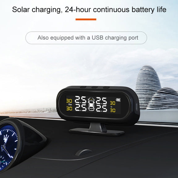 Universal Car Wireless Solar Energy TPMS Tire Pressure Alarm System External Tire Monitor
