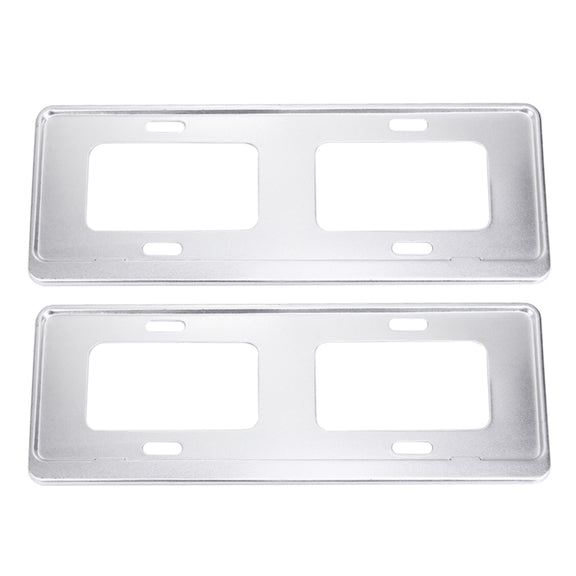 2 PCS Car License Plate Magnesium Alloy Bracket Frame Holder Stand Mount(Silver)