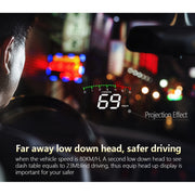 A900 OBD2 3.5 inch Vehicle-mounted Head Up Display Security System, Support Car Speed / Engine Revolving Speed Display / Water Temperature / Voltage / Driving Mileage