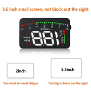 A900 OBD2 3.5 inch Vehicle-mounted Head Up Display Security System, Support Car Speed / Engine Revolving Speed Display / Water Temperature / Voltage / Driving Mileage