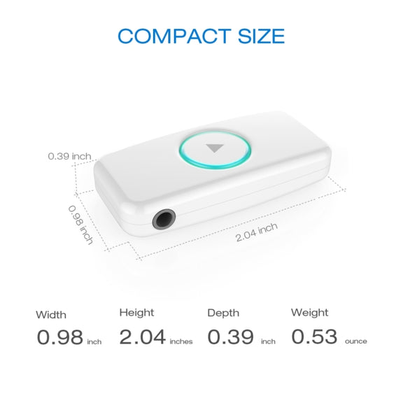 Doosl DSER102 Mini Car Bluetooth Wireless Music Receiver with 3.5mm Stereo Input Jack(White)