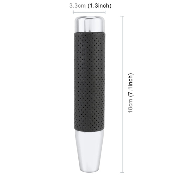 Metal Leather Long Column Car Shift Knob, Size: 18x3.3cm (Silver)