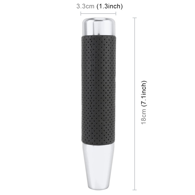 Metal Leather Long Column Car Shift Knob, Size: 18x3.3cm (Silver)